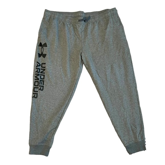 Under Armour Mens Rival Fleece Joggers Sz 4XL Heather Grey Drawstring Pocket NWT - Picture 1 of 5